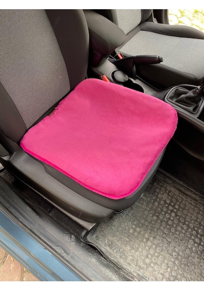 Yumuşak Tüylü Peluş Serme Oto Koltuk Koruyucu Minder Ön Tekli Fuşya Pembe