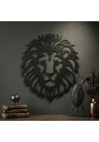 Aslan Başı Duvar Tablosu Mdf Lazer Kesim Modern Aslan Figürlü Duvar Süsü Güçlü Dekor