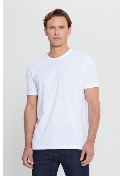 AC&Co / Altınyıldız Classics 4A4800000001BYZXS Slim Fit Bisiklet Yaka Kısa Kol Pamuklu Erkek Tişört Beyaz