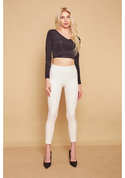 JUMENT Power Strech Likralı Dar Kesim Yüksek Bel Beli Lastikli Bilek Boy Kumaş Pantolon -krem JUMENT Power Strech Likralı Dar Kesim Yüksek Bel Beli Lastikli Bilek Boy Kumaş Pantolon -krem