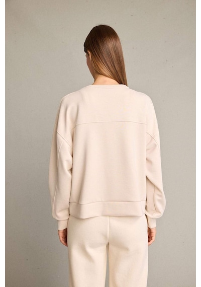 Defacto Bisiklet Yaka Modal Sweatshirt G2913ax25auer120 Ekru