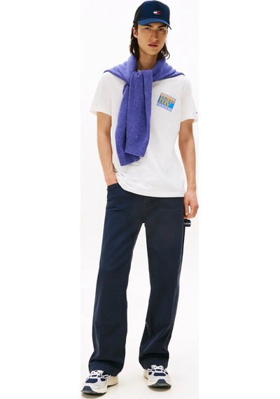 Tommy Hilfiger Tjm Reg Flag Dna Tee, Ybl Beyaz Erkek T-shirt