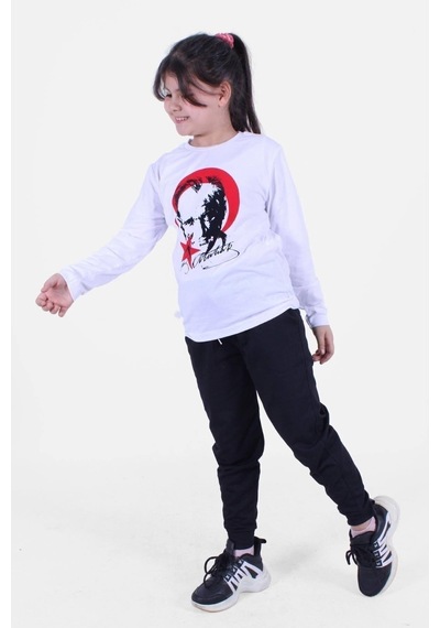 Fyk Kids Atatürk Baskılı Imzalı Uzun Kollu Unisexs Takım Çok Renkli