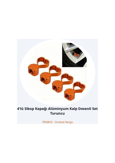 Trobus 4'lü Sibop Kapağı Alüminyum Kalp Desenli Set Turuncu