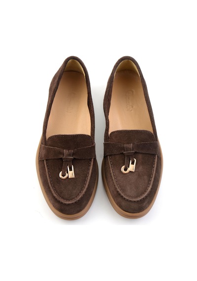 Bambi Kahve Hakiki Deri Kadın Loafer Ayakkabı K01045035802 Kahve