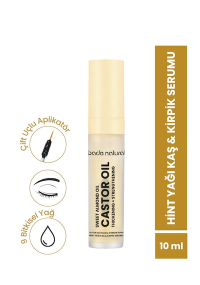 Bade Natural Ultra Hacim Veren Doğal Hint Yağı Kaş Kirpik Serumu Besleyici, Güçlendirici, Dolgunlaştırıcı 10 Ml Şeffaf