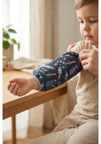 Sıvı Geçirmez Lastikli Bebek Mama Beslenme Kolluğu Seti Çocuk Aktivite Etkinlik Kol Kılıfı Galaxy