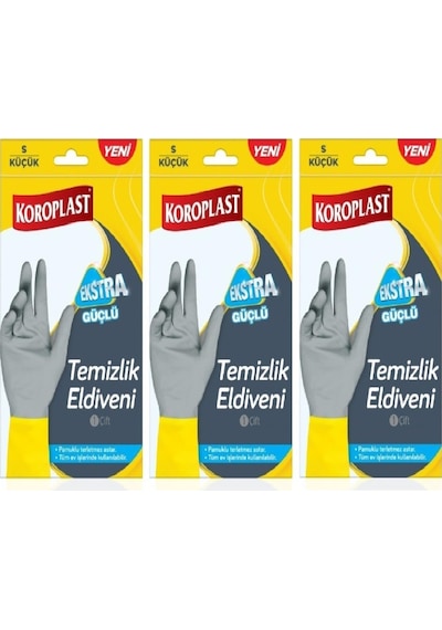 Koroplast Ekstra Güçlü Bulaşık Eldiveni Gri S 3 Adet