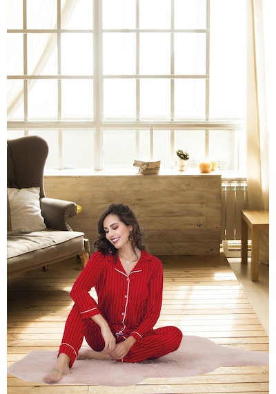 Bebekokusu Rahat Ve Şık Kadın Pijama - Kırmızı Kırmızı