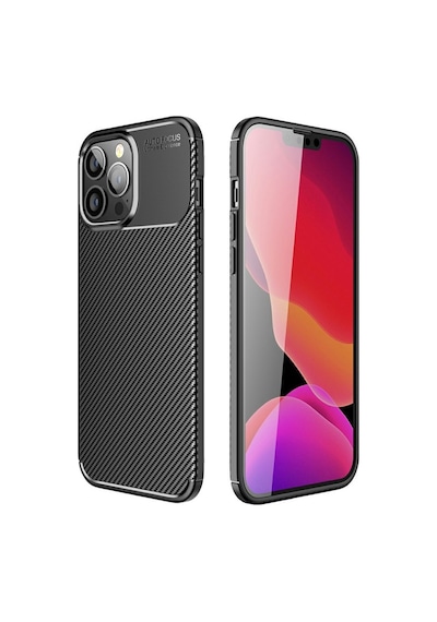 Smcase Apple Uyumlu iPhone 13 Pro Kılıf Karbon Dokulu Silikon