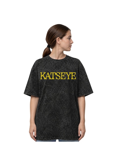 Sevbano Katseye Kpop Müzik Grubu Sırt Baskılı Unisex Oversize Eskitme Yık Siyah