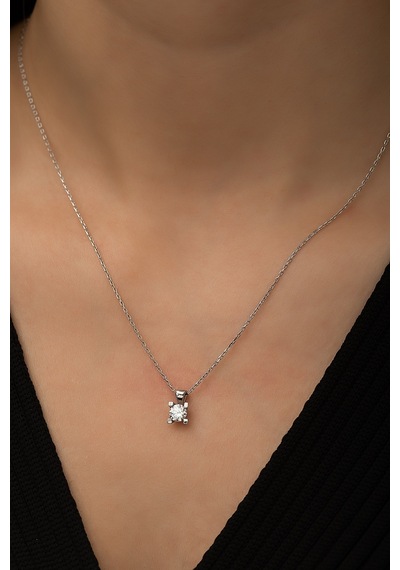 Swarovski Tektaş Kolye Rodyum Kaplama 925 Ayar Gümüş - Suvps00003