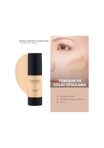 Note Cosmetics Detox & Protect 02 Natural Beige Canlandırıcı Etkili Spf 15 Kapatıcı Fondöten 00