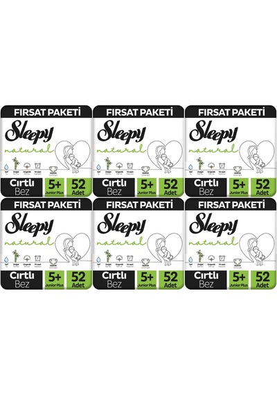 Sleepy Bebek Bezi Naturel 13-20 Kg Junior Plus 312 Adet 5+ Numara