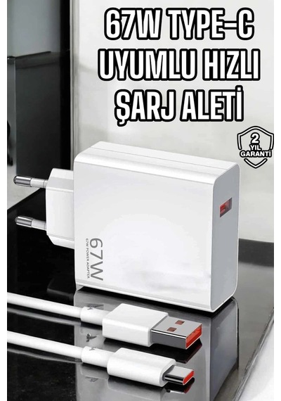 Hubrendy Tekno Şarj Aleti Turbo Hızlı 67w Type-c Hızlı Şarj