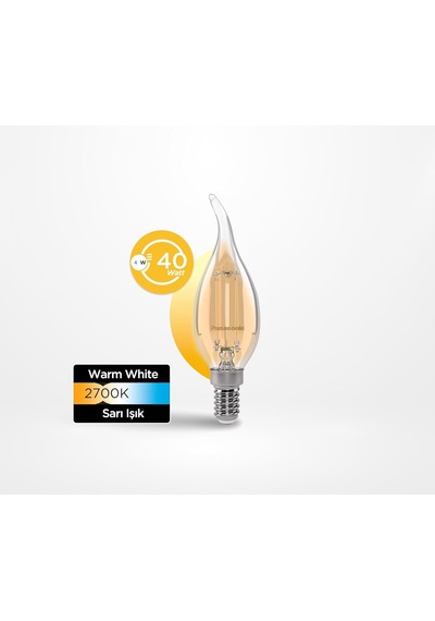 Lexroo Filament Ampul E14 Flame Mum Tipi 4w 470lm 2700k Sarı Işık Standart