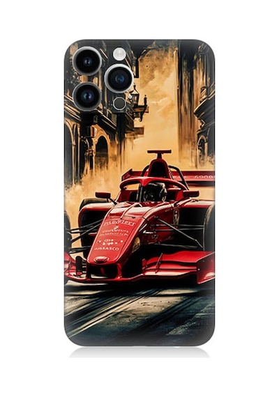 Apple Uyumlu iPhone 14 Pro Max Uyumlu Formula Araba Desenli Silikon Kılıf -