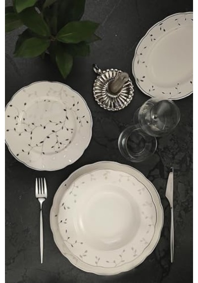 12 Parça 6 Kişilik Kahve Takımı Leaves Silver Genel