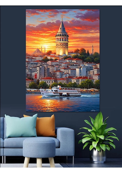 Ahşap Tablo İstanbul Boğazı Vapur Manzarası