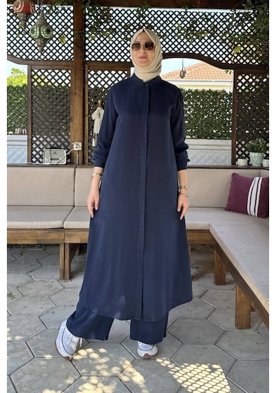 Rabia Şamlı Elif Pantolonlu Takım Lacivert Normal