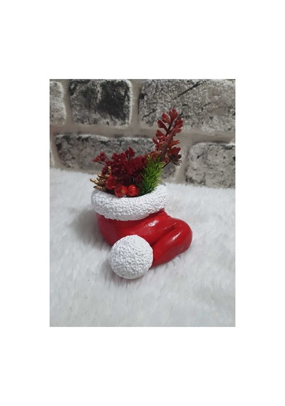 El Yapımı Sukulent Saksı Noel Baba Şapkası/noel Baba Şapka Sükülent Çiçekli Saksı.