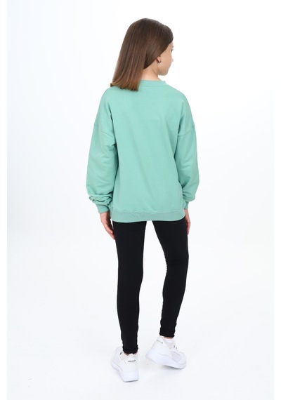 Toontoy Kids Toontoy Kız Çocuk 2'li Takım Baskılı Bisiklet Yaka Düşük Omuz Sweatshirt & Basic Düz Tayt Yeşil Toontoy Kids Toontoy Kız Çocuk 2'li Takım Baskılı Bisiklet Yaka Düşük Omuz Sweatshirt & Basic Düz Tayt Yeşil