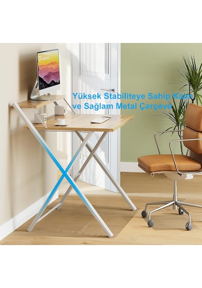 Bodo Metal Ayaklı Laptop Masası Katlanır Çalışma Masası Raflı Masa Katlanır Laptop Sehpası Beyaz - Çam Bodo Metal Ayaklı Laptop Masası Katlanır Çalışma Masası Raflı Masa Katlanır Laptop Sehpası Beyaz - Çam
