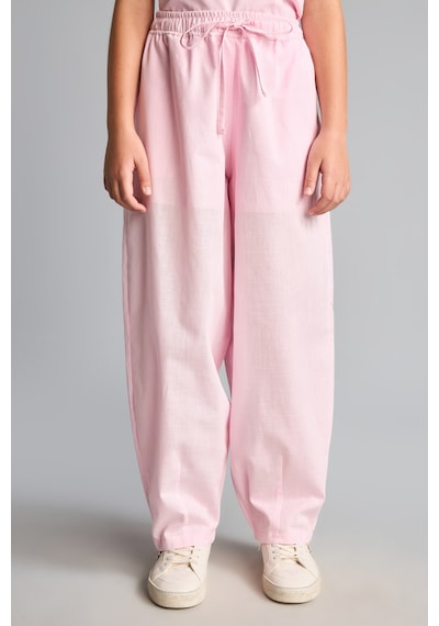 Defacto Geniş Paça Bol Kesim Poplin Pantolon Kız Çocuk I6754a826hspn648 Pembe-pn648