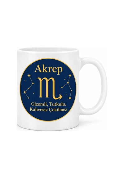 Akrep Burcu Tasarımlı Porselen Kupa - Model 379 Çok Renkli
