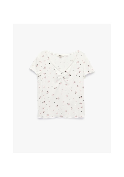 Koton Çiçek Desenli Rahat Kalıp Kısa Kollu Dantel Detaylı Şortlu Pijama Takımı Pembe Desenli 7wlk40207mk Koton Çiçek Desenli Rahat Kalıp Kısa Kollu Dantel Detaylı Şortlu Pijama Takımı Pembe Desenli 7wlk40207mk
