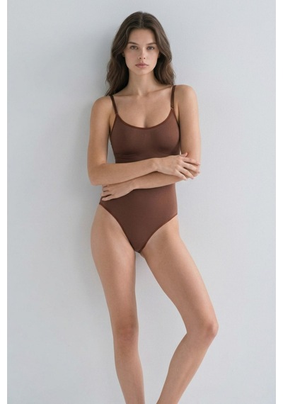 Fit Women Kadın Poliamid Baskısız Sezonsuz Kahverengi Body