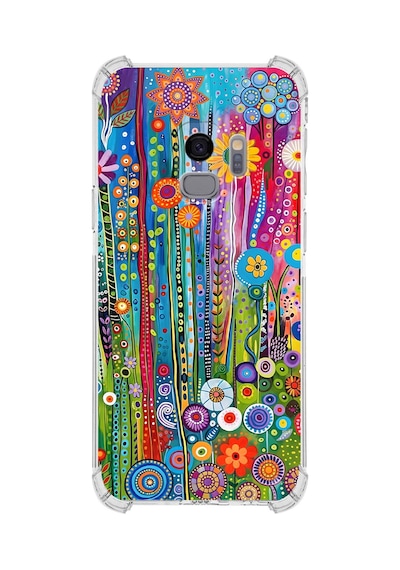 Printify Samsung Galaxy S9 İle Uyumlu Düşlerin Dansı Serisi Folklorik Bahçe Tasarımlı Uv Baskılı Köşe Korumalı Antişok Kılıf Şeffaf