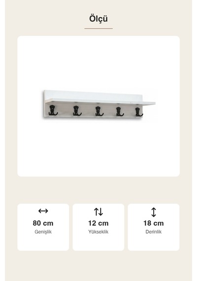 Upstyle Duvar Askılığı 80 Cm - Beyaz 80 18 12 Cm