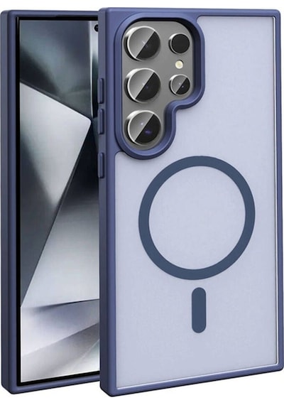 Galaxy S24 Ultra Kılıf M-safe Şarj Özellikli Mat Arka Yüzey Zore Sio Kapak Lacivert