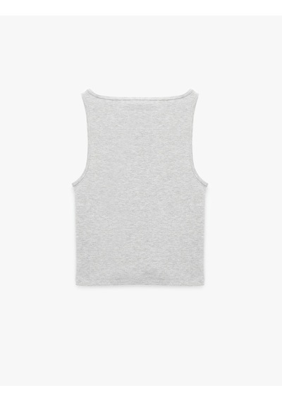Koton Slim Fit Kayık Yaka Modal Karışımlı Kolsuz Atlet Kar Melanj 6sal30076ık Gri Melanj