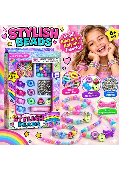 Stylish Beads Bilezik Ve Kolye Yapım Seti Renkli Boncuklu Takı Tasarım Seti