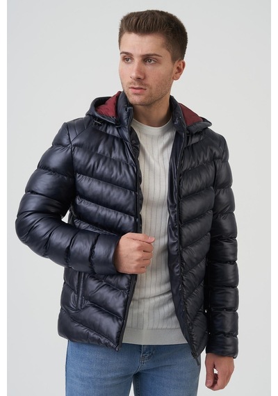 White Stone San Diego Slim Fit Kapüşonlu Kaban Laci-Laci Lacivert