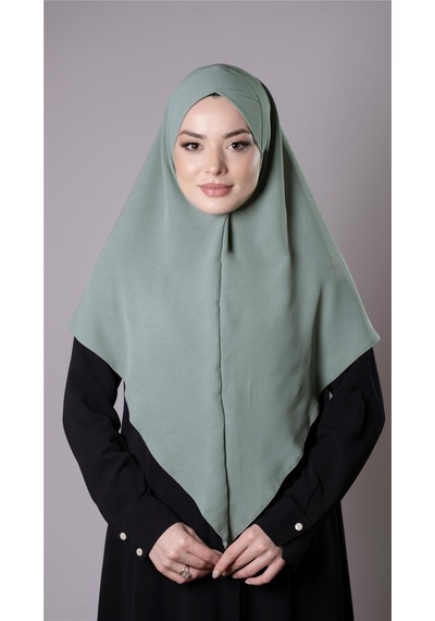 Hürrem Bone Çağla Yeşili Pratik Hazır Geçmeli Tesettür Eşarp Aerobin Kumaş Çapraz Hijab 2307 32