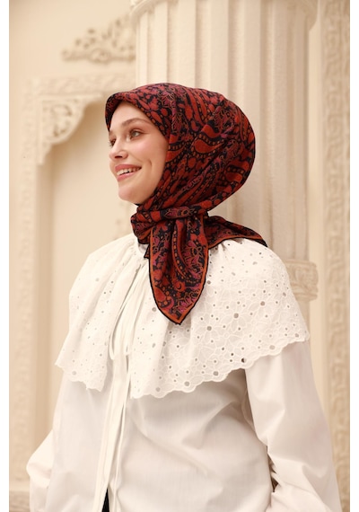 Silk Home Organik Eşarp 79015-03 Lacivert, Erguvan, Turuncu