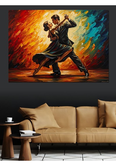Ahşap Tablo Ateşler İçinde Dans Eden Çift