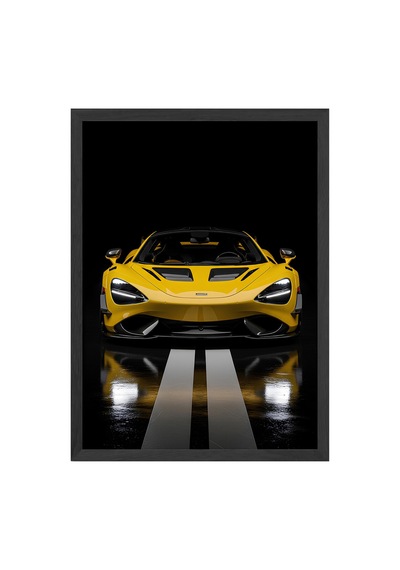 Mclaren 765lt Siyah Ahşap Çerçeveli Poster, Dekoratif Araba Duvar Tablosu