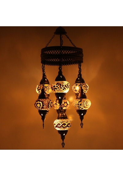 Dekoratif OSMANLI AVİZESİ 7 Lİ TAVAN LAMBASI OTANTİK