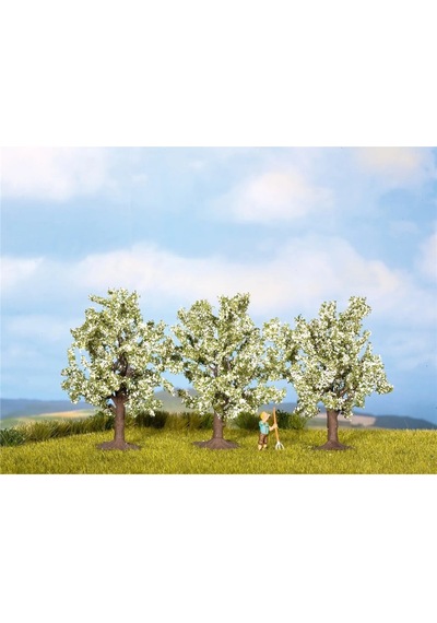 Noch 25511 Beyaz Çiçekli Meyva Ağaçları, 4,5 Cm. 3 Adet, Diorama Malzemesi-59361