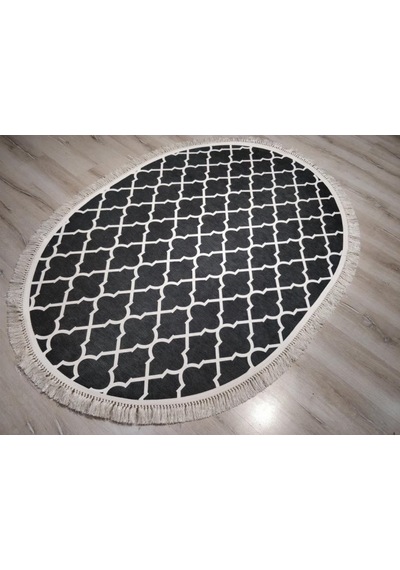 Yamalıhome Angel 1498-00 Fas Vezir Siyah 120X180 Cm Saçaklı Oval