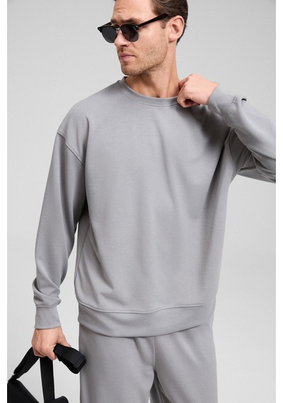 Grimelange Vıento Erkek Bisiklet Yaka Uzun Kollu Regular Fit Gri Sweatshirt Gri