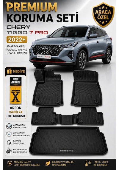 Chery Tiggo 7 Pro 2022 Model Uyumlu 3d Araca Özel Havuzlu Paspas+bagaj Havuzu Birebir Uyum