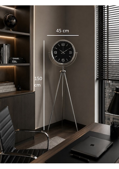 Krom Elegance 150 X 45 Cm Metal Tripod Ayaklı Saat Diğer