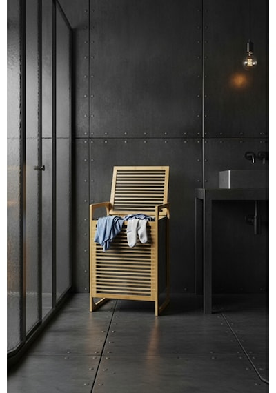 Porsima Pbt-350 Ahşap Bambu Kirli Sepeti Çok Amaçlı Banyo Düzenleyici Kirli Çamaşır Sepeti Organizeri Gri