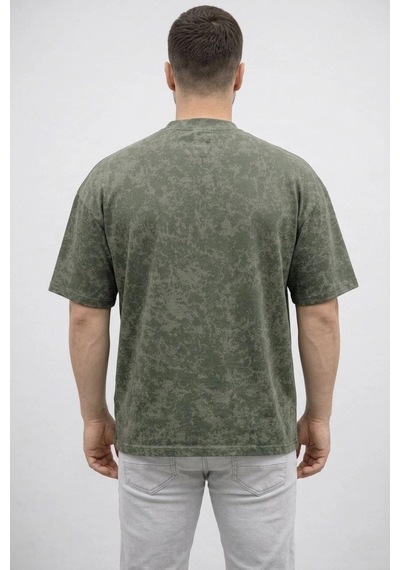 Erkek Premium Tişört Osy Yumuşak Dokulu Yıkamalı Oversize T-shirt - Haki Çok Renkli