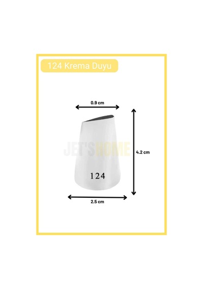 124 Gül Yaprak Desen Krema Duyu Büyük Boy Pasta Duyu Paslanmaz Çelik Krema Torbası Ucu 2.5x0.9x4.2 Cm Metalik Gri
